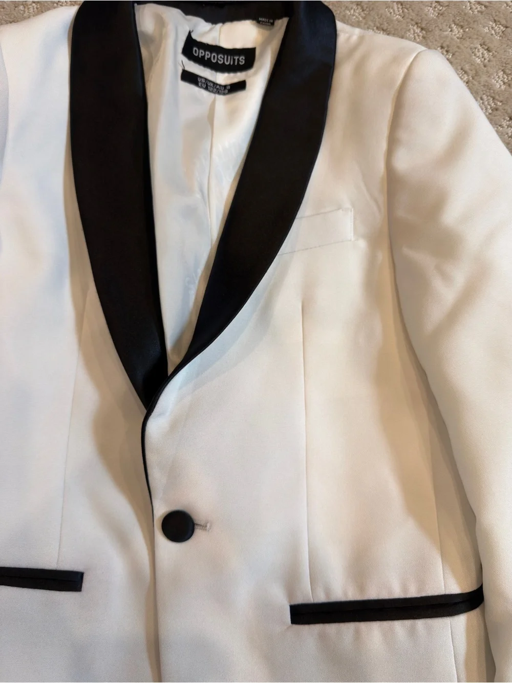 Boys Opposuits White Blazer with Black Trim